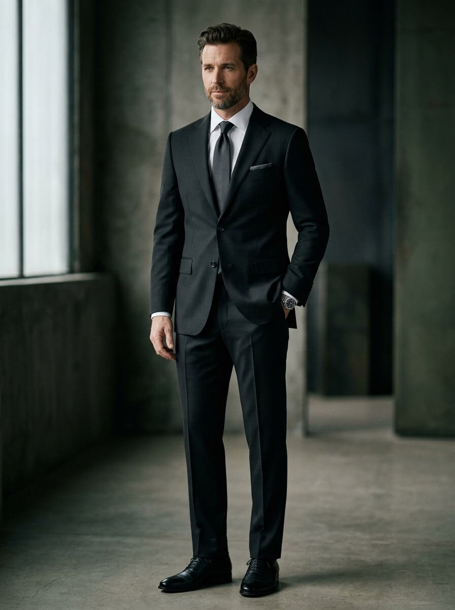 Milestone Onyx Black tailored canvassed suit