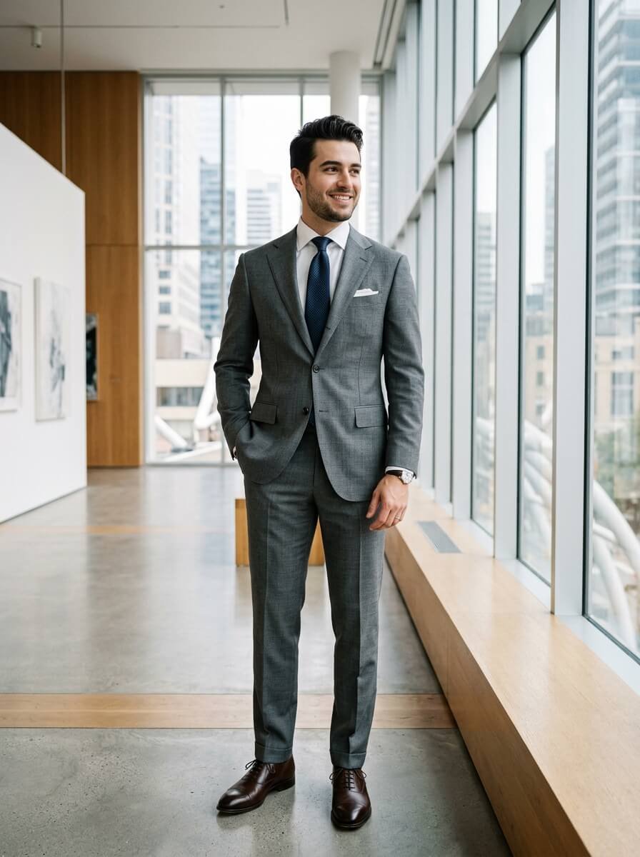 Interview Platinum Grey tailored canvassed suit